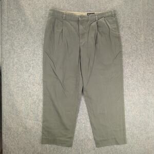Eddie Bauer Pants Mens 42 Green Classic-Fit Pleated Chino Casual Cotton Outdoors